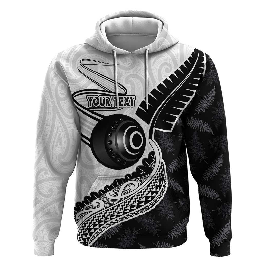 Personalised Aotearoa Lawn Bowls Hoodie Maori and Silver Fern Half Style LT03 Pullover Hoodie White - Polynesian Pride