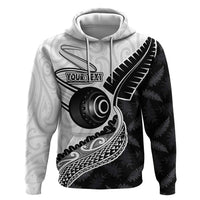 Personalised Aotearoa Lawn Bowls Hoodie Maori and Silver Fern Half Style LT03 Pullover Hoodie White - Polynesian Pride