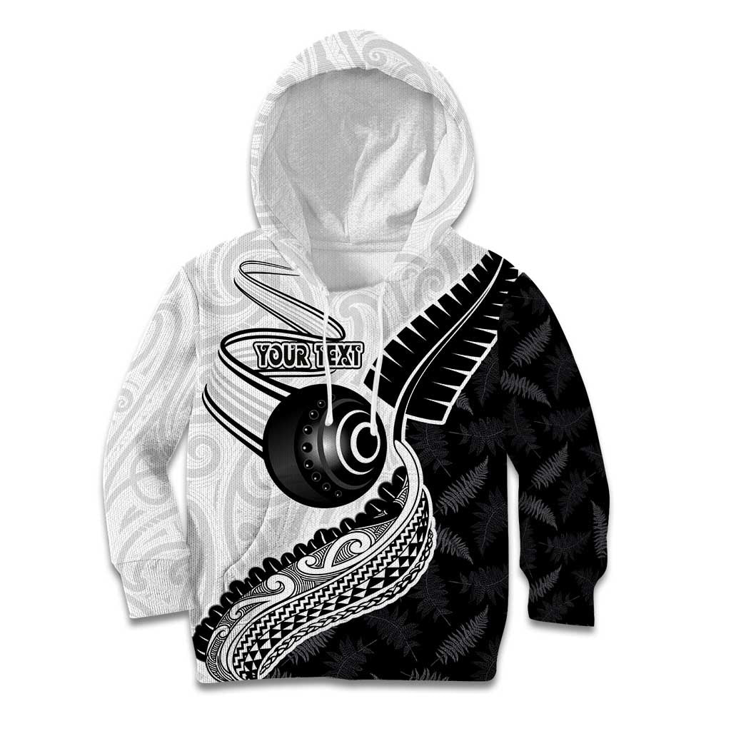 Personalised Aotearoa Lawn Bowls Kid Hoodie Maori and Silver Fern Half Style LT03 Hoodie White - Polynesian Pride