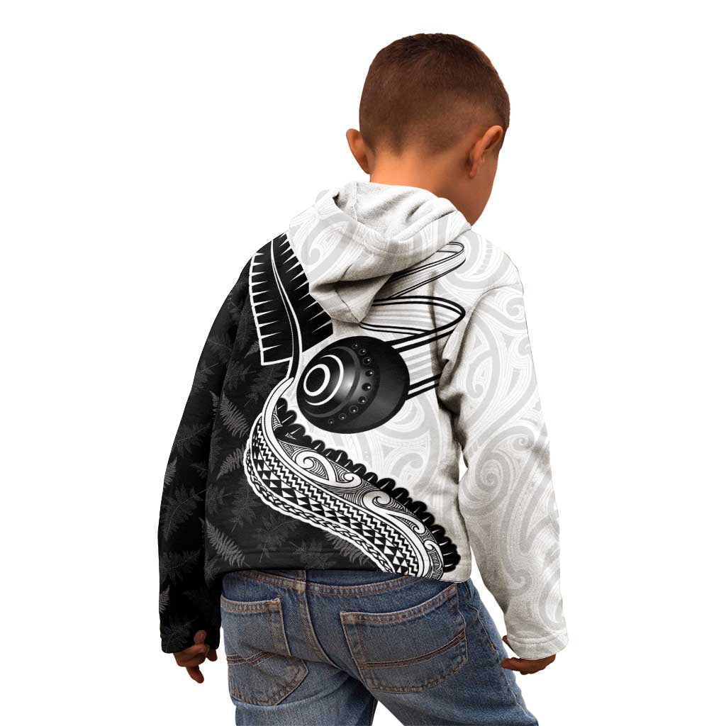 Personalised Aotearoa Lawn Bowls Kid Hoodie Maori and Silver Fern Half Style LT03 - Polynesian Pride