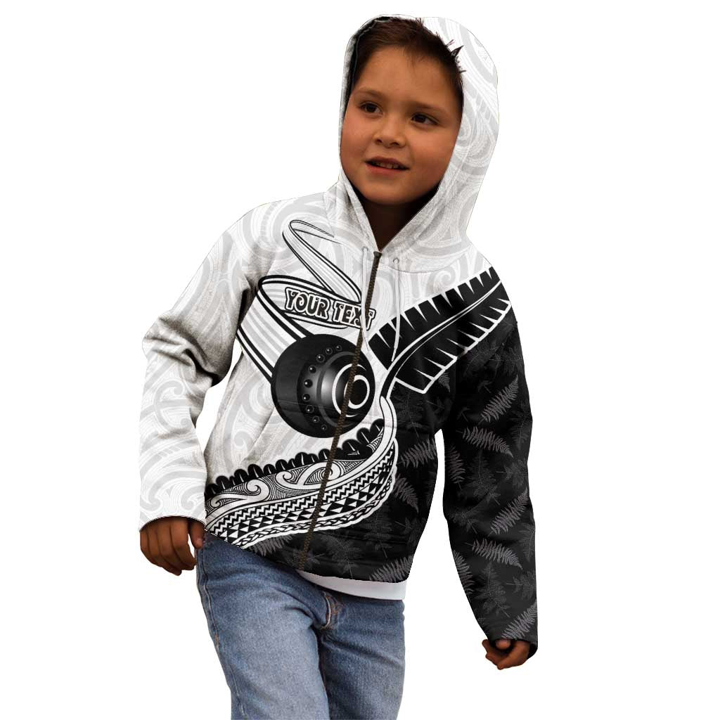 Personalised Aotearoa Lawn Bowls Kid Hoodie Maori and Silver Fern Half Style LT03 - Polynesian Pride