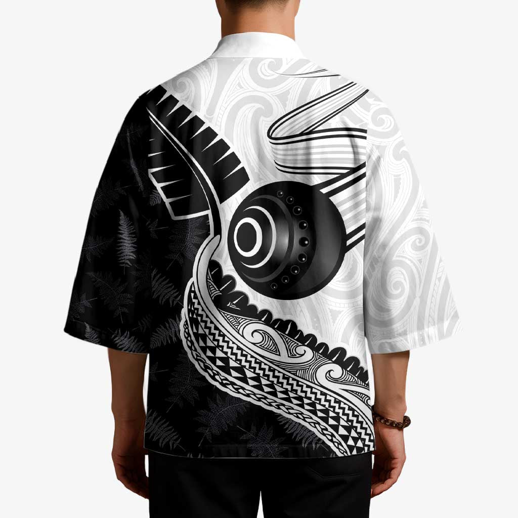 Personalised Aotearoa Lawn Bowls Kimono Maori and Silver Fern Half Style LT03 - Polynesian Pride