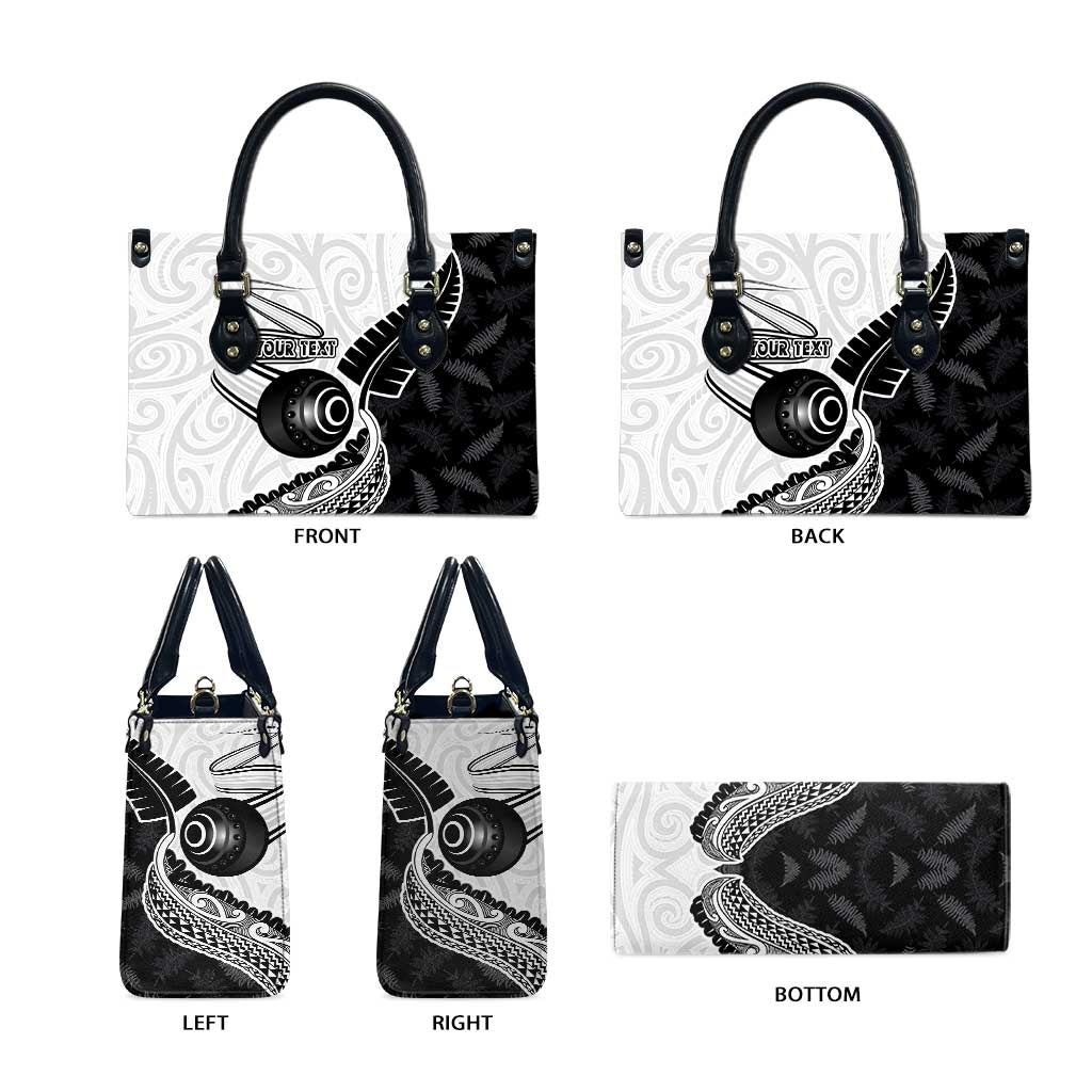 Personalised Aotearoa Lawn Bowls Leather Bag Maori and Silver Fern Half Style LT03 - Polynesian Pride