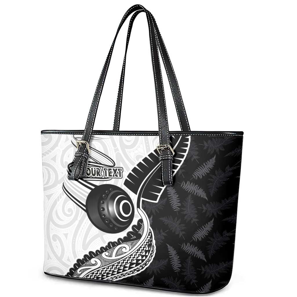 Personalised Aotearoa Lawn Bowls Leather Tote Bag Maori and Silver Fern Half Style LT03 - Polynesian Pride