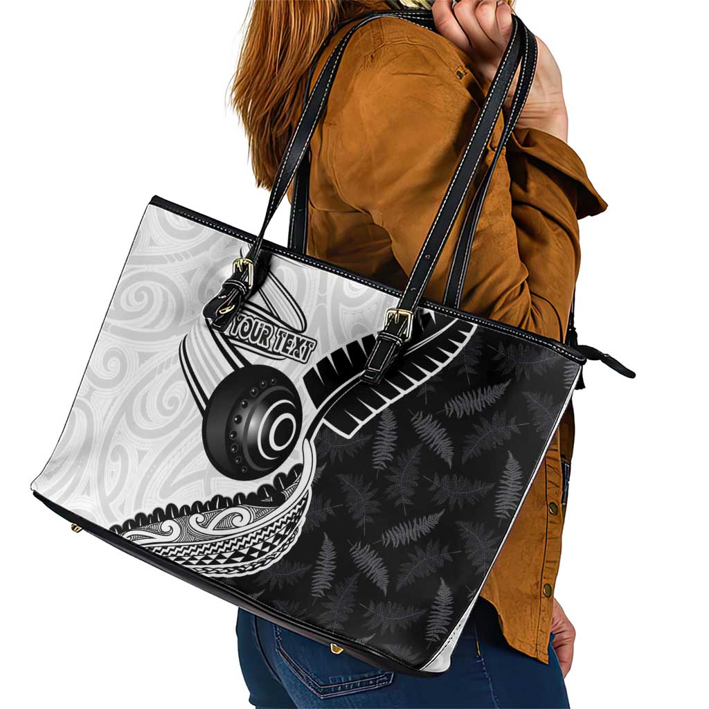 Personalised Aotearoa Lawn Bowls Leather Tote Bag Maori and Silver Fern Half Style LT03 - Polynesian Pride