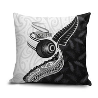 Personalised Aotearoa Lawn Bowls Pillow Cover Maori and Silver Fern Half Style LT03 White - Polynesian Pride
