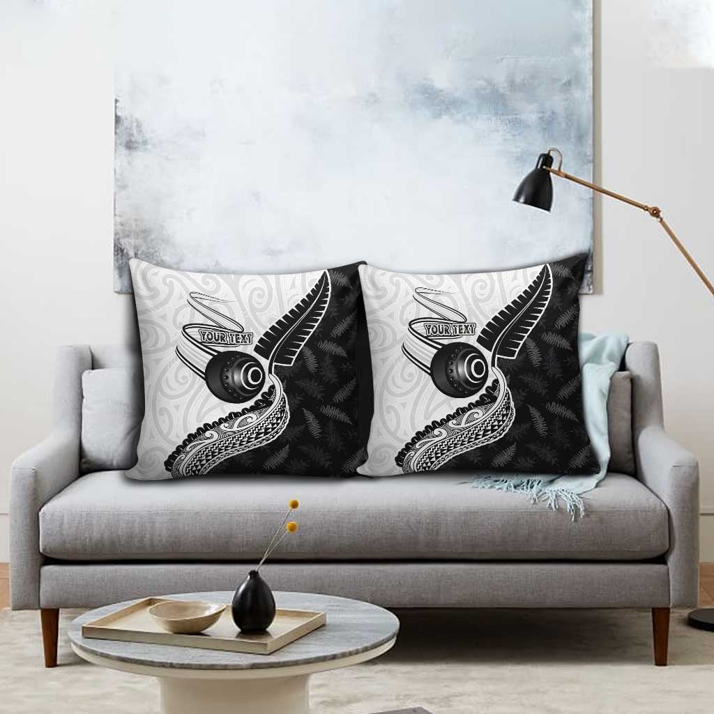 Personalised Aotearoa Lawn Bowls Pillow Cover Maori and Silver Fern Half Style LT03 - Polynesian Pride