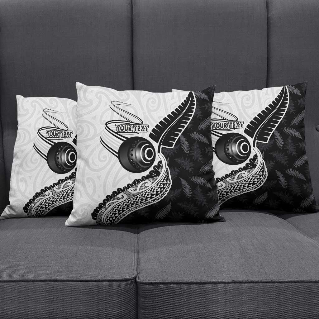 Personalised Aotearoa Lawn Bowls Pillow Cover Maori and Silver Fern Half Style LT03 - Polynesian Pride