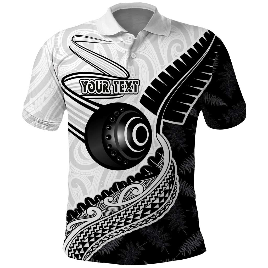 Personalised Aotearoa Lawn Bowls Polo Shirt Maori and Silver Fern Half Style LT03 White - Polynesian Pride