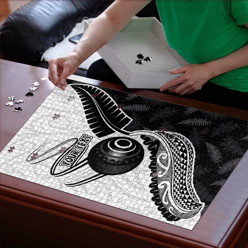 Personalised Aotearoa Lawn Bowls Puzzle Maori and Silver Fern Half Style LT03 - Polynesian Pride