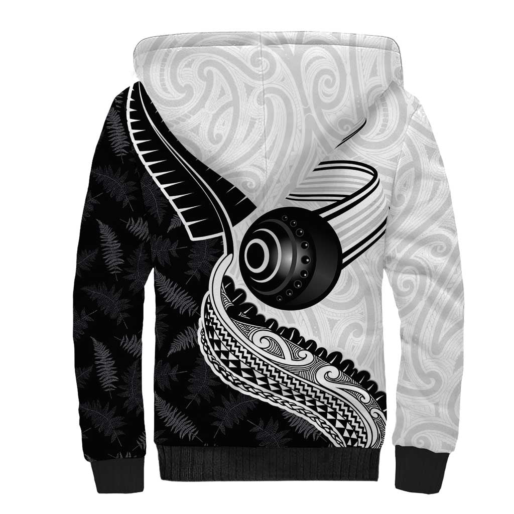 Personalised Aotearoa Lawn Bowls Sherpa Hoodie Maori and Silver Fern Half Style LT03 - Polynesian Pride