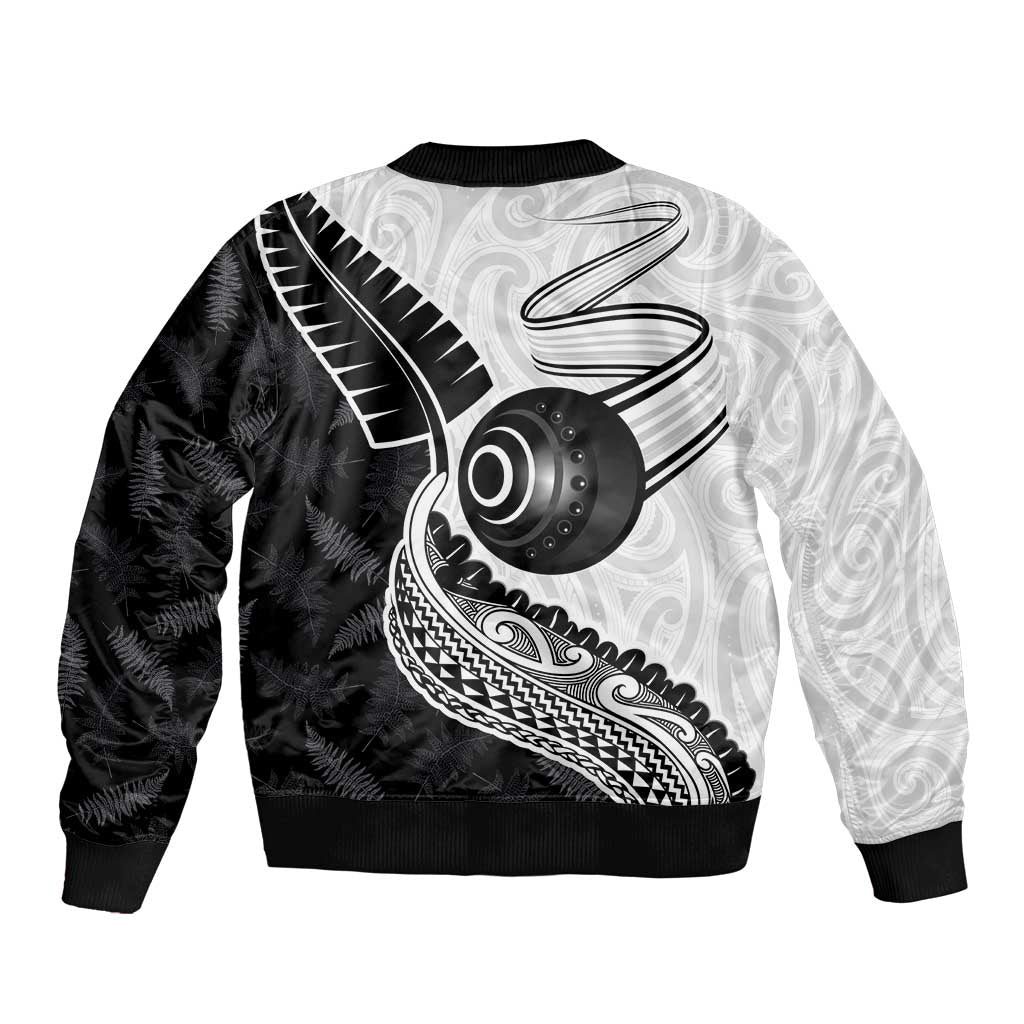 Personalised Aotearoa Lawn Bowls Sleeve Zip Bomber Jacket Maori and Silver Fern Half Style LT03 - Polynesian Pride