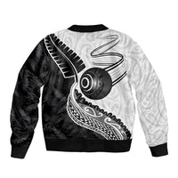 Personalised Aotearoa Lawn Bowls Sleeve Zip Bomber Jacket Maori and Silver Fern Half Style LT03 - Polynesian Pride