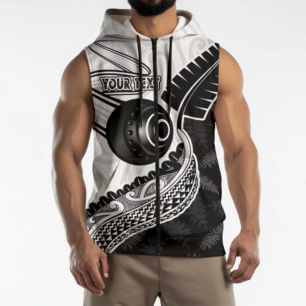 Personalised Aotearoa Lawn Bowls Sleeveless Zip Hoodie Maori and Silver Fern Half Style LT03 - Polynesian Pride
