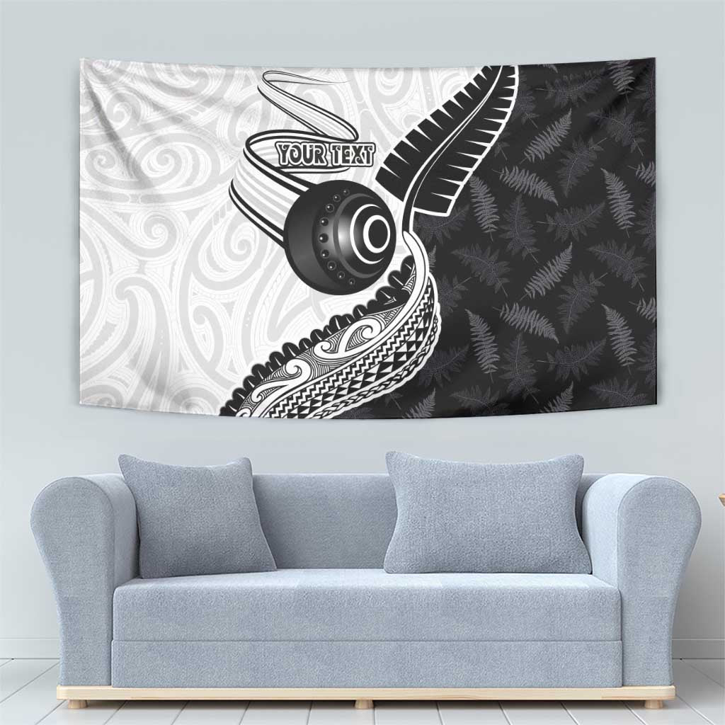 Personalised Aotearoa Lawn Bowls Tapestry Maori and Silver Fern Half Style LT03 - Polynesian Pride