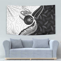 Personalised Aotearoa Lawn Bowls Tapestry Maori and Silver Fern Half Style LT03 - Polynesian Pride