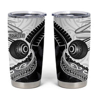 Personalised Aotearoa Lawn Bowls Tumbler Cup Maori and Silver Fern Half Style LT03 White - Polynesian Pride