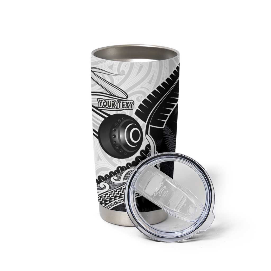 Personalised Aotearoa Lawn Bowls Tumbler Cup Maori and Silver Fern Half Style LT03 - Polynesian Pride