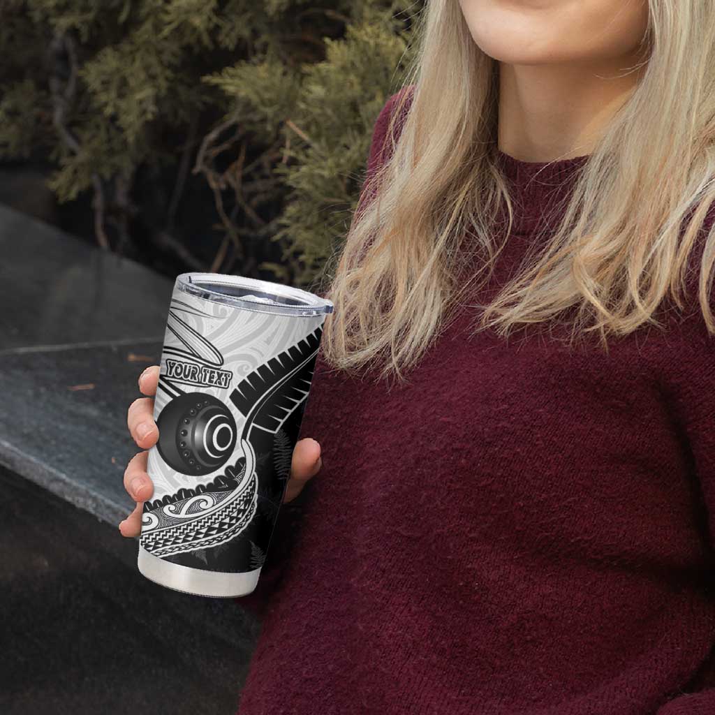 Personalised Aotearoa Lawn Bowls Tumbler Cup Maori and Silver Fern Half Style LT03 - Polynesian Pride