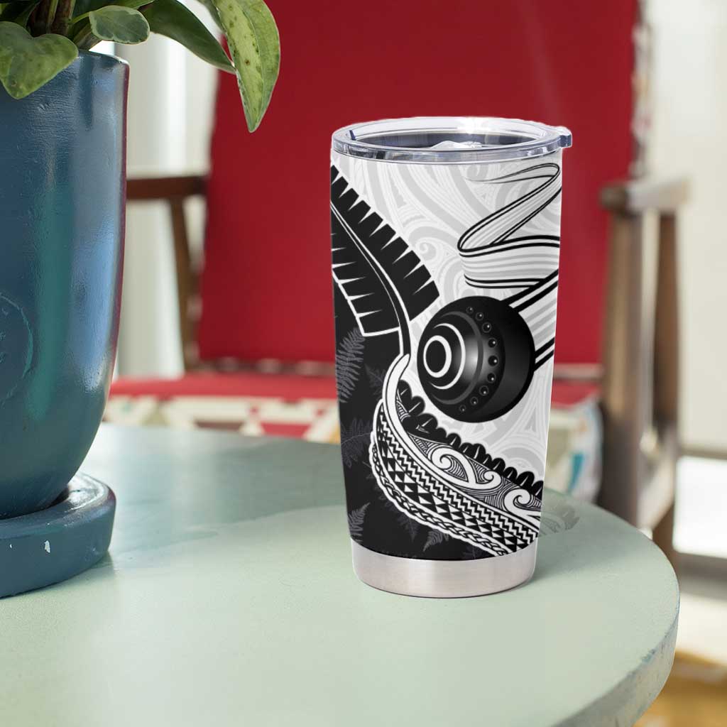 Personalised Aotearoa Lawn Bowls Tumbler Cup Maori and Silver Fern Half Style LT03 - Polynesian Pride