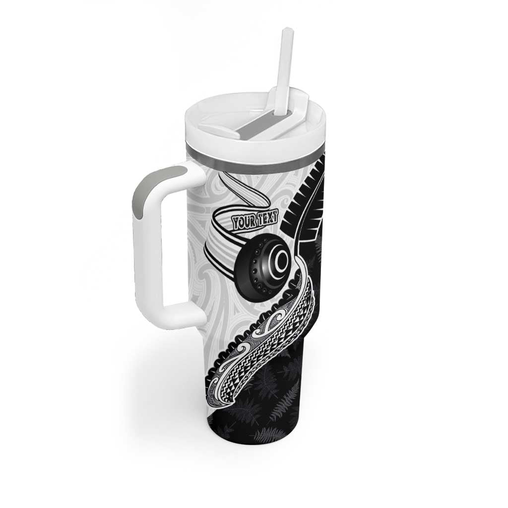 Personalised Aotearoa Lawn Bowls Tumbler With Handle Maori and Silver Fern Half Style LT03 - Polynesian Pride