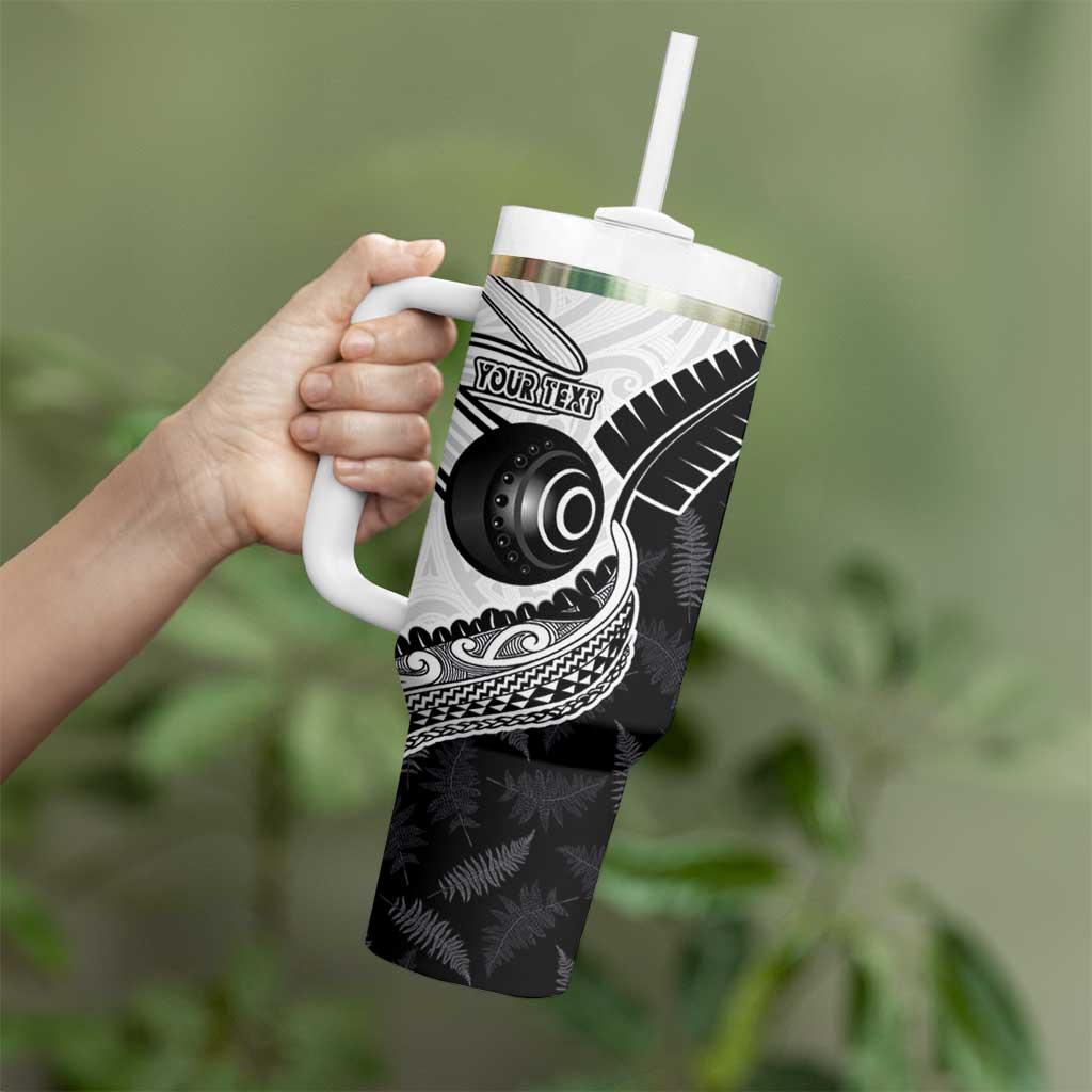 Personalised Aotearoa Lawn Bowls Tumbler With Handle Maori and Silver Fern Half Style LT03 - Polynesian Pride
