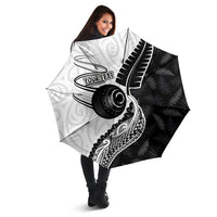 Personalised Aotearoa Lawn Bowls Umbrella Maori and Silver Fern Half Style LT03 - Polynesian Pride