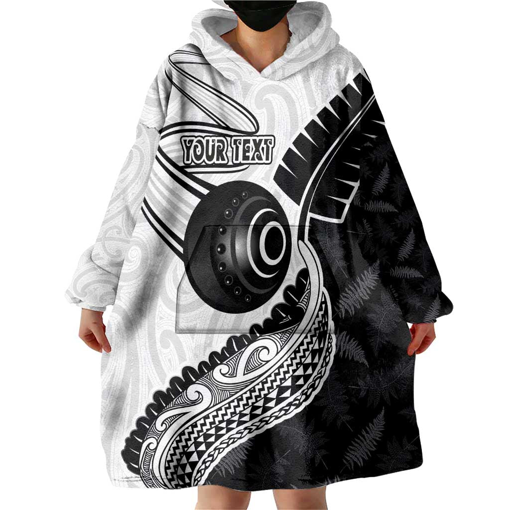 Personalised Aotearoa Lawn Bowls Wearable Blanket Hoodie Maori and Silver Fern Half Style LT03 - Polynesian Pride
