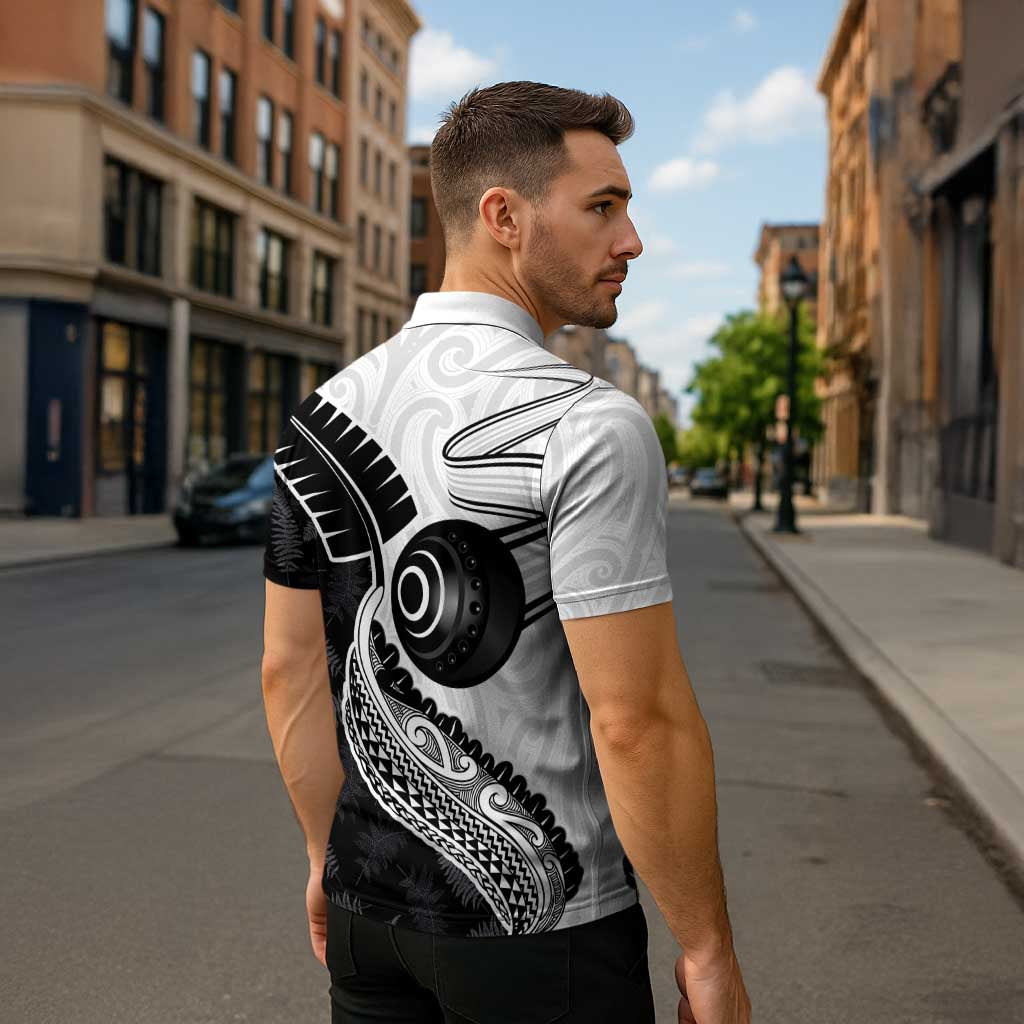 Personalised Aotearoa Lawn Bowls Zipper Polo Shirt Maori and Silver Fern Half Style LT03 - Polynesian Pride