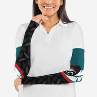 Personalised Aotearoa Lawn Bowls Arm Sleeves Maori and Silver Fern Sporty Style Teal Color LT03 - Polynesian Pride