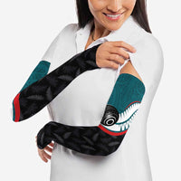 Personalised Aotearoa Lawn Bowls Arm Sleeves Maori and Silver Fern Sporty Style Teal Color LT03 - Polynesian Pride
