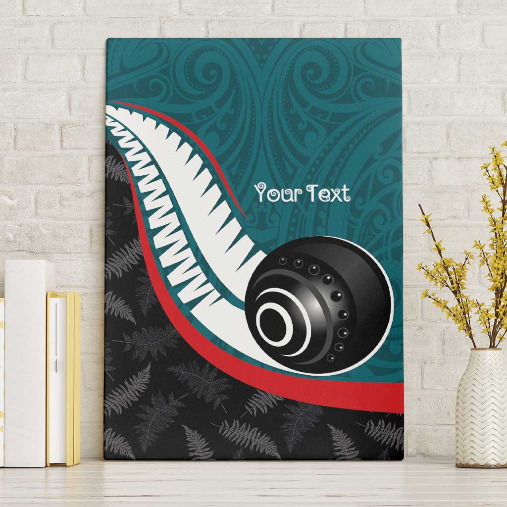 Personalised Aotearoa Lawn Bowls Canvas Wall Art Maori and Silver Fern Sporty Style Teal Color LT03 Without Frame Teal - Polynesian Pride