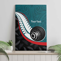 Personalised Aotearoa Lawn Bowls Canvas Wall Art Maori and Silver Fern Sporty Style Teal Color LT03 - Polynesian Pride