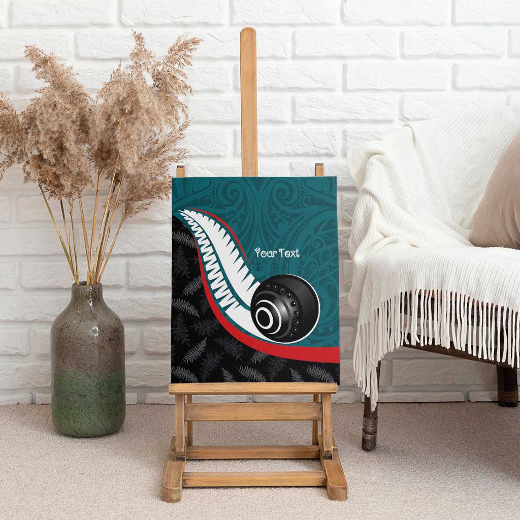 Personalised Aotearoa Lawn Bowls Canvas Wall Art Maori and Silver Fern Sporty Style Teal Color LT03 - Polynesian Pride