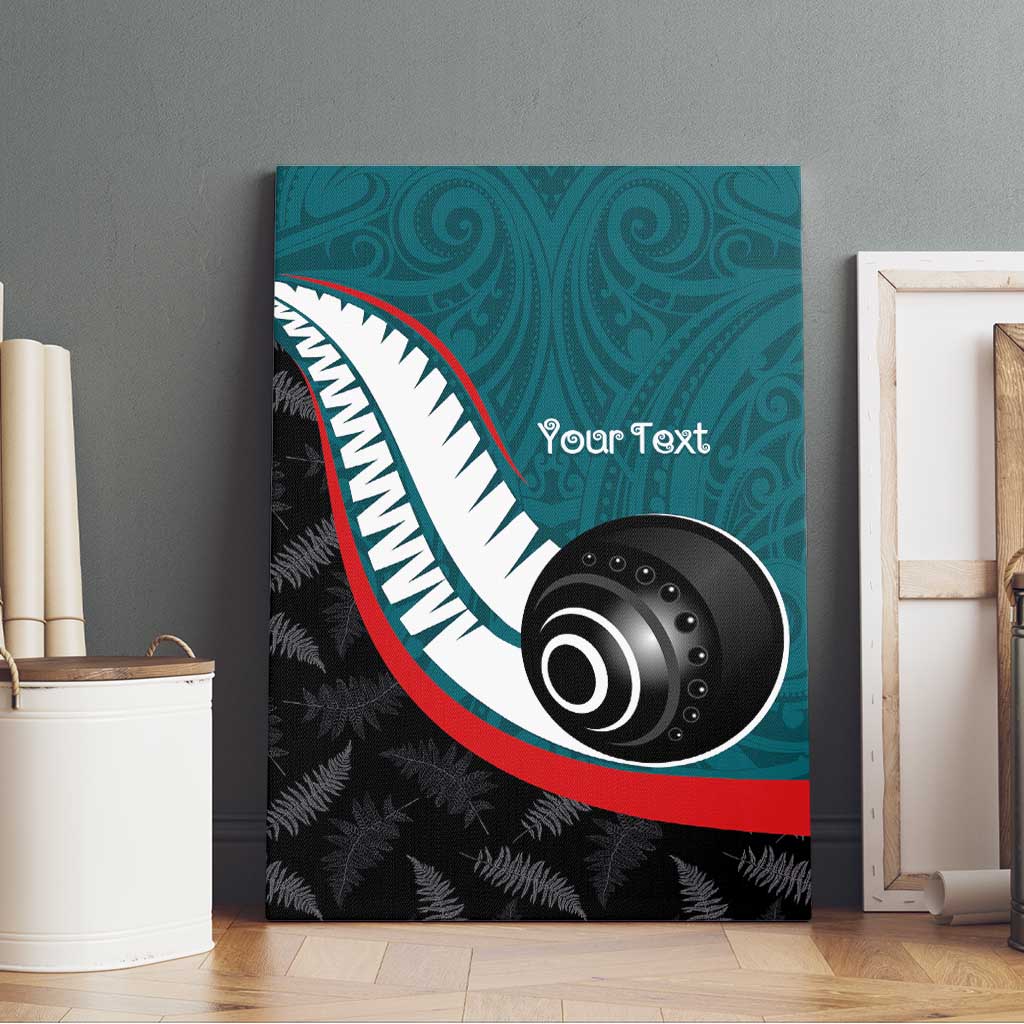 Personalised Aotearoa Lawn Bowls Canvas Wall Art Maori and Silver Fern Sporty Style Teal Color LT03 - Polynesian Pride
