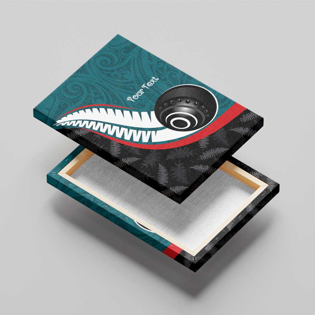 Personalised Aotearoa Lawn Bowls Canvas Wall Art Maori and Silver Fern Sporty Style Teal Color LT03 - Polynesian Pride