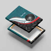 Personalised Aotearoa Lawn Bowls Canvas Wall Art Maori and Silver Fern Sporty Style Teal Color LT03 - Polynesian Pride