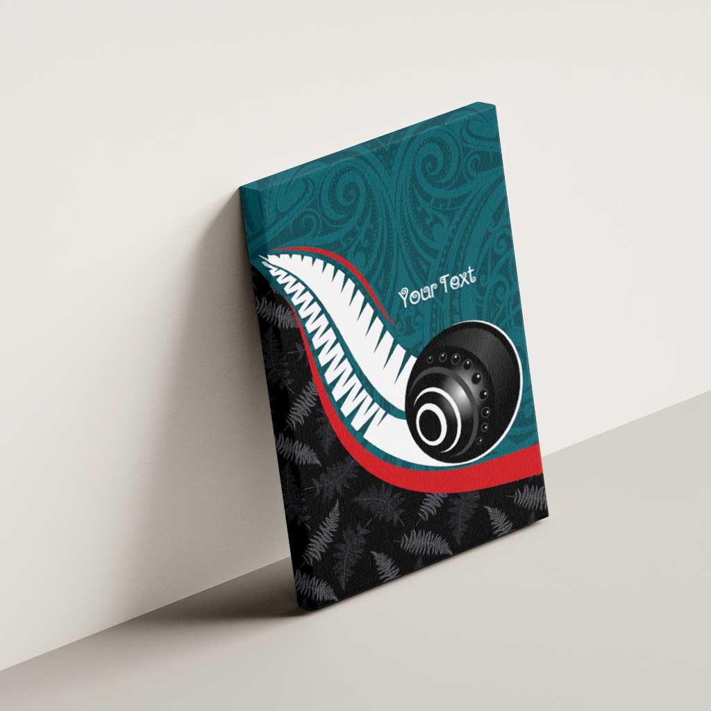 Personalised Aotearoa Lawn Bowls Canvas Wall Art Maori and Silver Fern Sporty Style Teal Color LT03 - Polynesian Pride