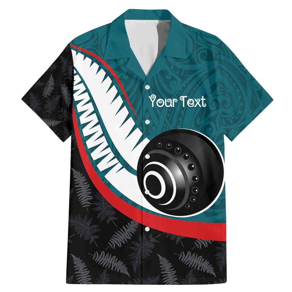 Personalised Aotearoa Lawn Bowls Family Matching Mermaid Dress and Hawaiian Shirt Maori and Silver Fern Sporty Style Teal Color LT03 Dad's Shirt - Short Sleeve Teal - Polynesian Pride