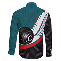 Personalised Aotearoa Lawn Bowls Family Matching Mermaid Dress and Hawaiian Shirt Maori and Silver Fern Sporty Style Teal Color LT03 - Polynesian Pride