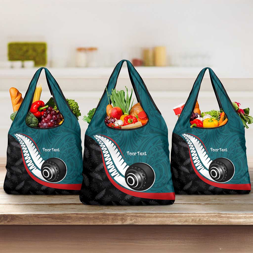 Personalised Aotearoa Lawn Bowls Grocery Bag Maori and Silver Fern Sporty Style Teal Color LT03 3-pack One Size Teal - Polynesian Pride