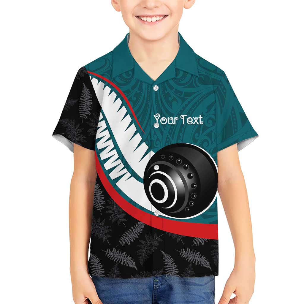 Personalised Aotearoa Lawn Bowls Hawaiian Shirt Maori and Silver Fern Sporty Style Teal Color LT03 - Polynesian Pride