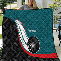 Personalised Aotearoa Lawn Bowls Quilt Maori and Silver Fern Sporty Style Teal Color LT03 Teal - Polynesian Pride