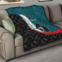 Personalised Aotearoa Lawn Bowls Quilt Maori and Silver Fern Sporty Style Teal Color LT03 - Polynesian Pride