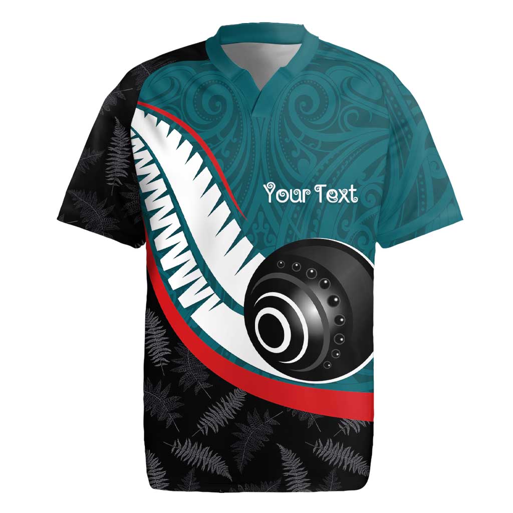 Personalised Aotearoa Lawn Bowls Rugby Jersey Maori and Silver Fern Sporty Style Teal Color LT03 Teal - Polynesian Pride