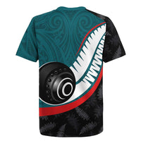 Personalised Aotearoa Lawn Bowls Rugby Jersey Maori and Silver Fern Sporty Style Teal Color LT03 - Polynesian Pride