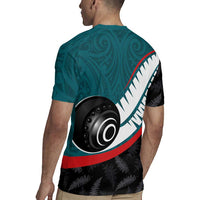 Personalised Aotearoa Lawn Bowls Rugby Jersey Maori and Silver Fern Sporty Style Teal Color LT03 - Polynesian Pride
