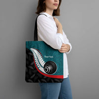 Personalised Aotearoa Lawn Bowls Tote Bag Maori and Silver Fern Sporty Style Teal Color LT03 - Polynesian Pride