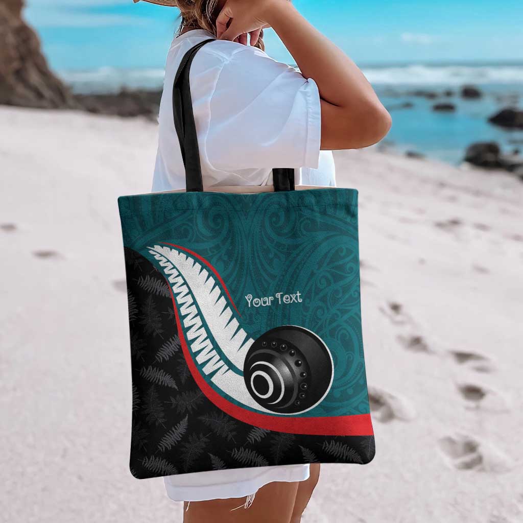 Personalised Aotearoa Lawn Bowls Tote Bag Maori and Silver Fern Sporty Style Teal Color LT03 - Polynesian Pride