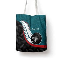 Personalised Aotearoa Lawn Bowls Tote Bag Maori and Silver Fern Sporty Style Teal Color LT03 - Polynesian Pride